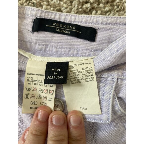 ⭐ 3/$15 Vintage Weekend MaxMara Size 10 Light Purple Pleated Denim Mini Skirt - Picture 6 of 11